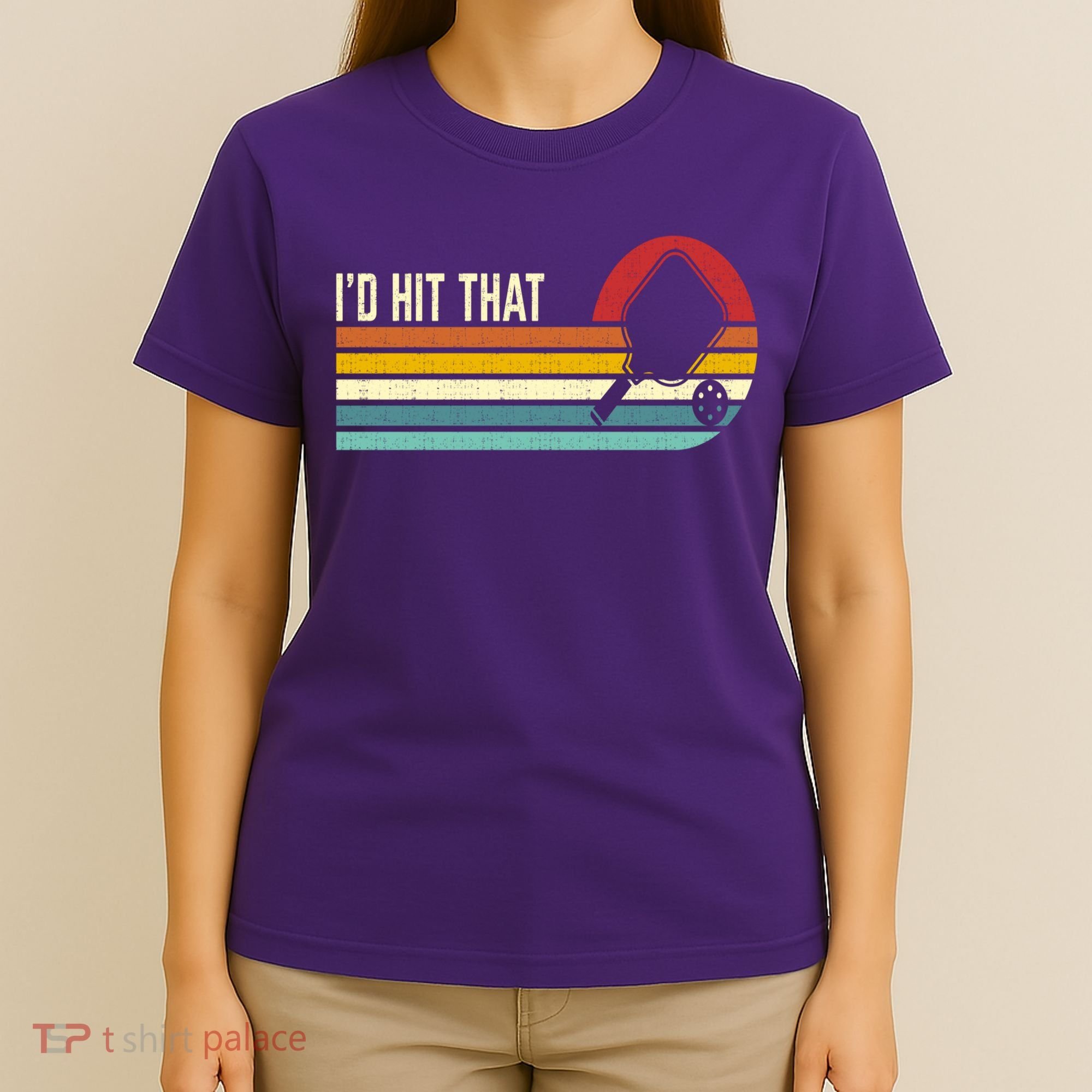 Vintage Retro Sunset Paddle I'd Hit That Pickleball Players T-Shirt