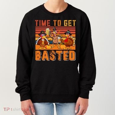 Vintage Retro Time To Get Basted Three Turkeys Ing Beer Gift Women's Sweatshirt