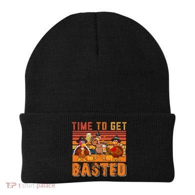 Vintage Retro Time To Get Basted Three Turkeys Ing Beer Gift Beanie