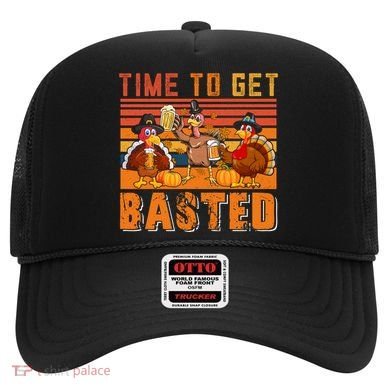 Vintage Retro Time To Get Basted Three Turkeys Ing Beer Gift Hat