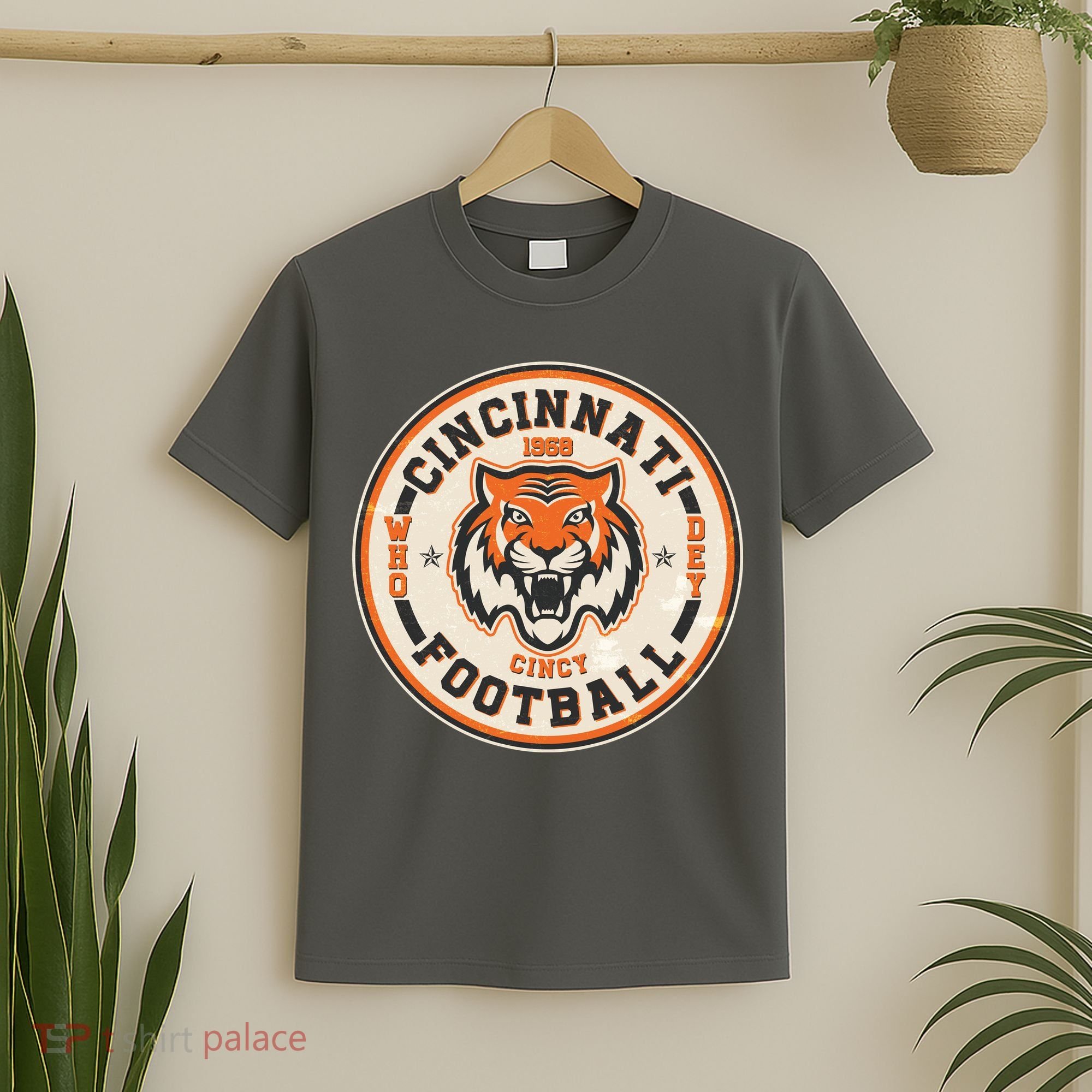 Vintage Roaring Tiger Football Logo Emblem T-Shirt