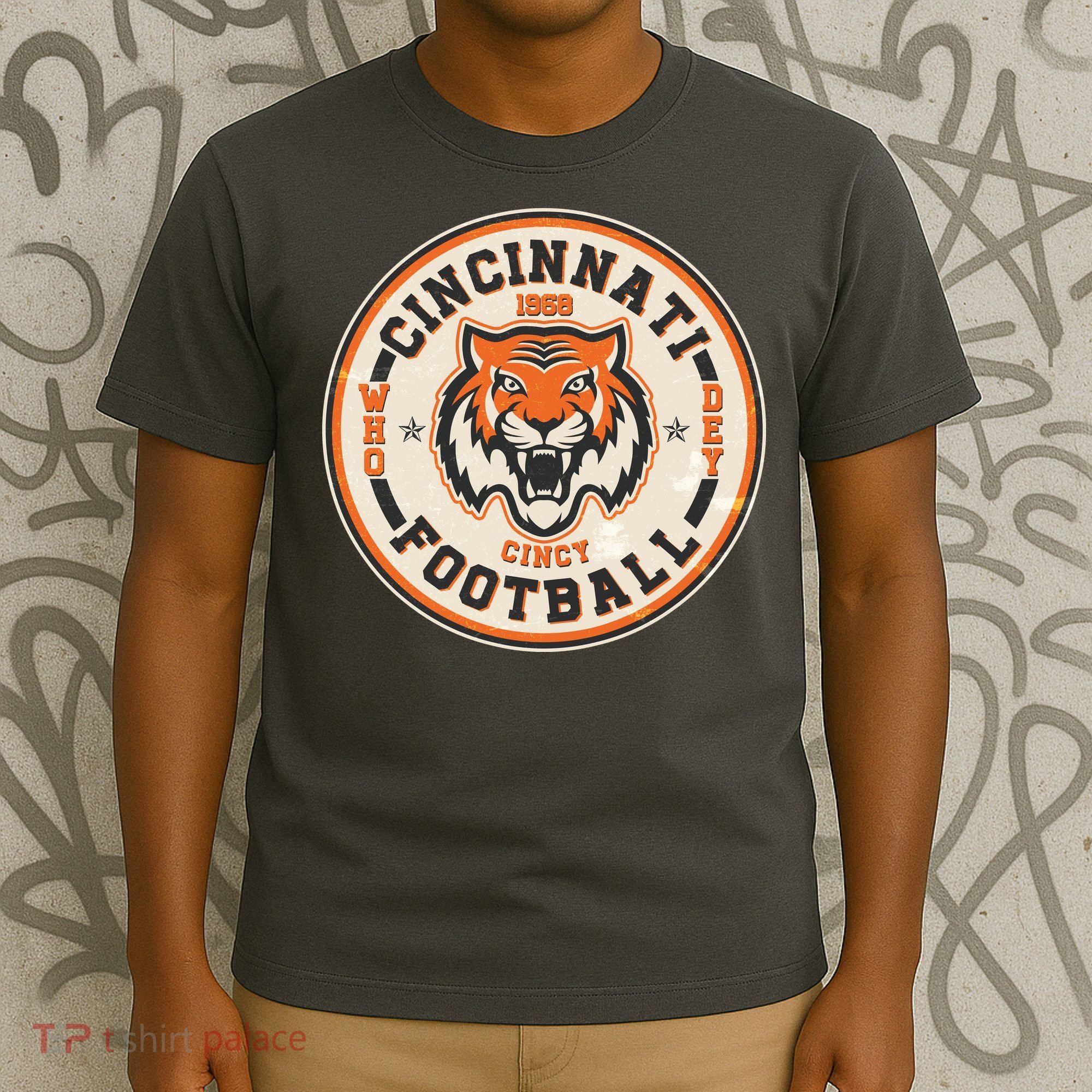 Vintage Roaring Tiger Football Logo Emblem T-Shirt