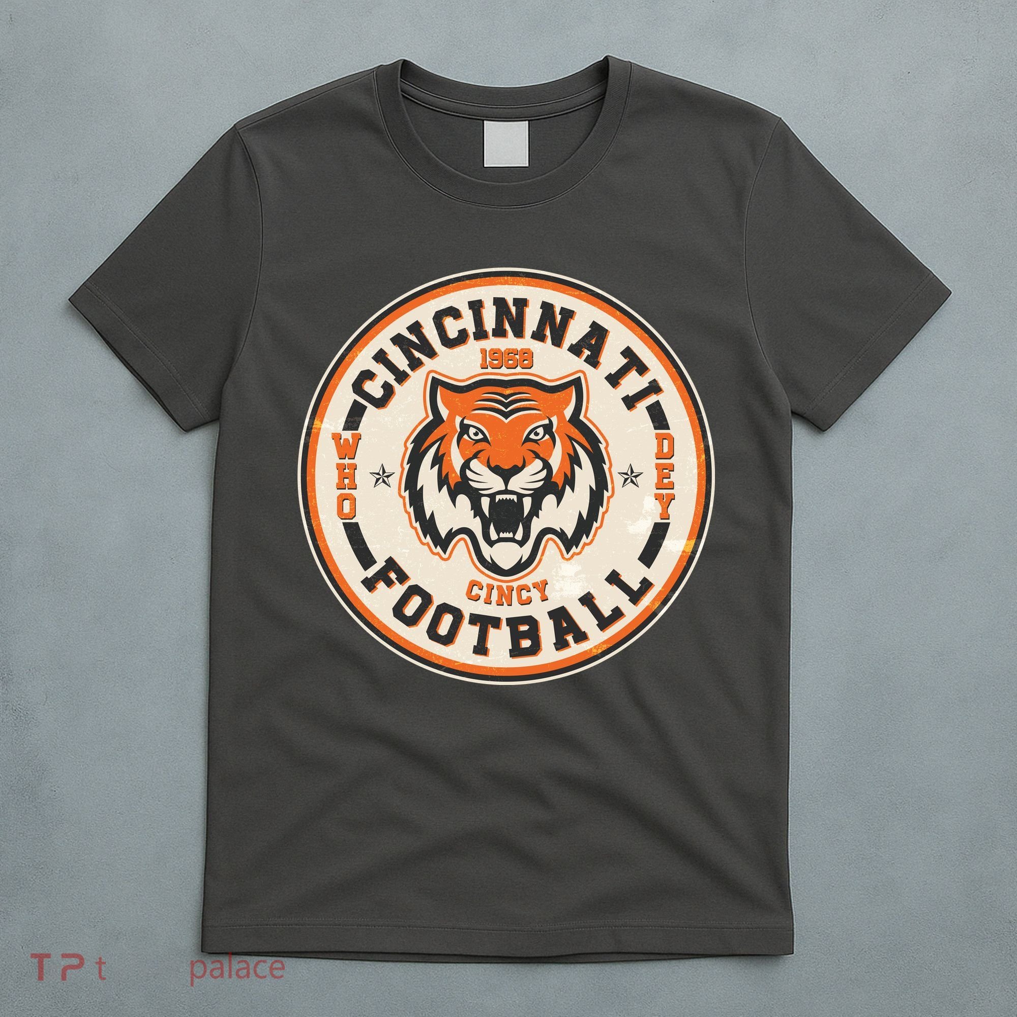 Vintage Roaring Tiger Football Logo Emblem T-Shirt
