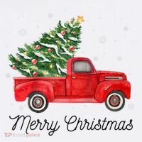 Vintage Red Truck With Merry Christmas Tree Raglan Baseball T-Shirt thumb 7
