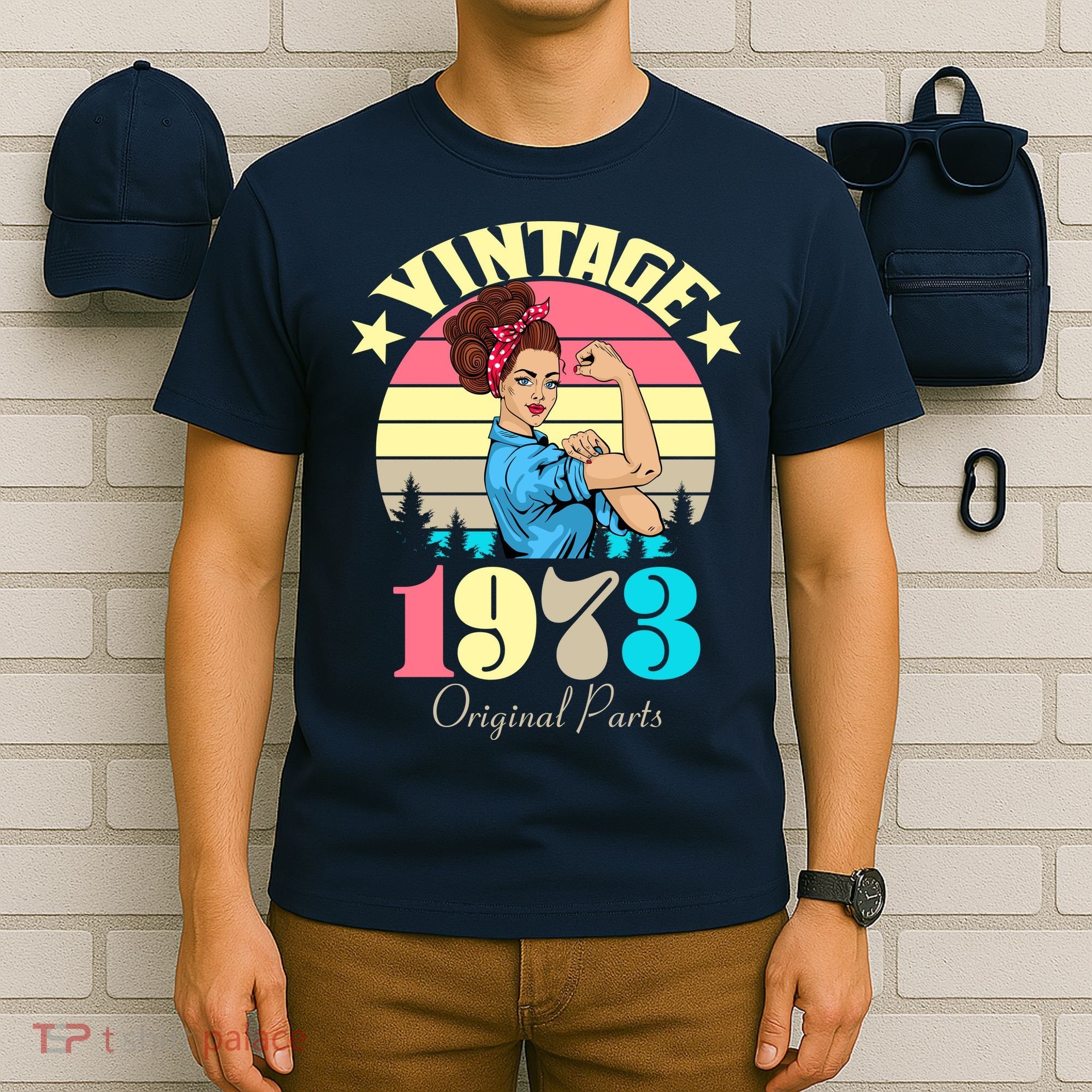 Vintage Rosie The Riveter 1973 Original Parts 50th Birthday T-Shirt