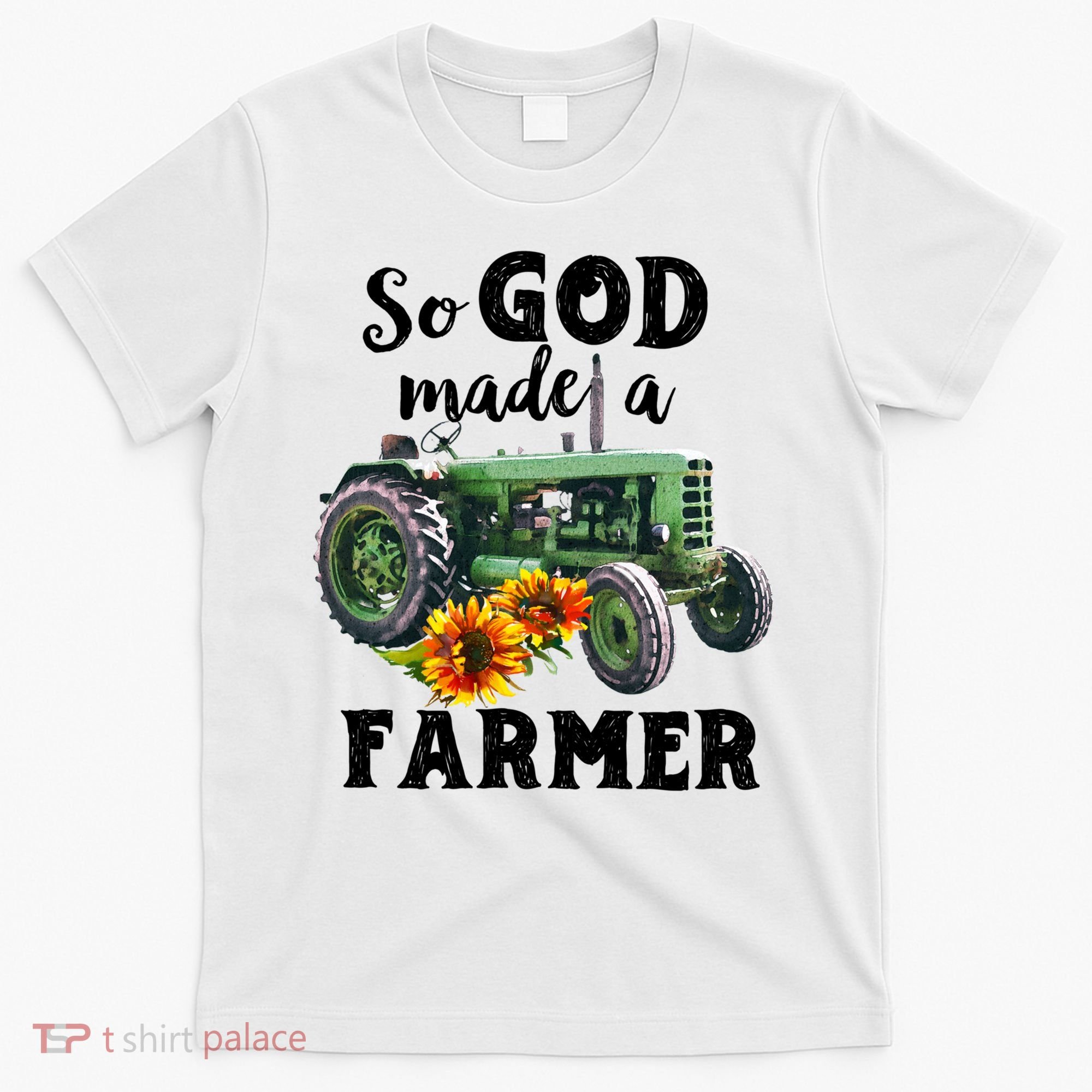 Vintage Retro Tractor God Made A Farmer Proud Farmer Farming Gift T-Shirt