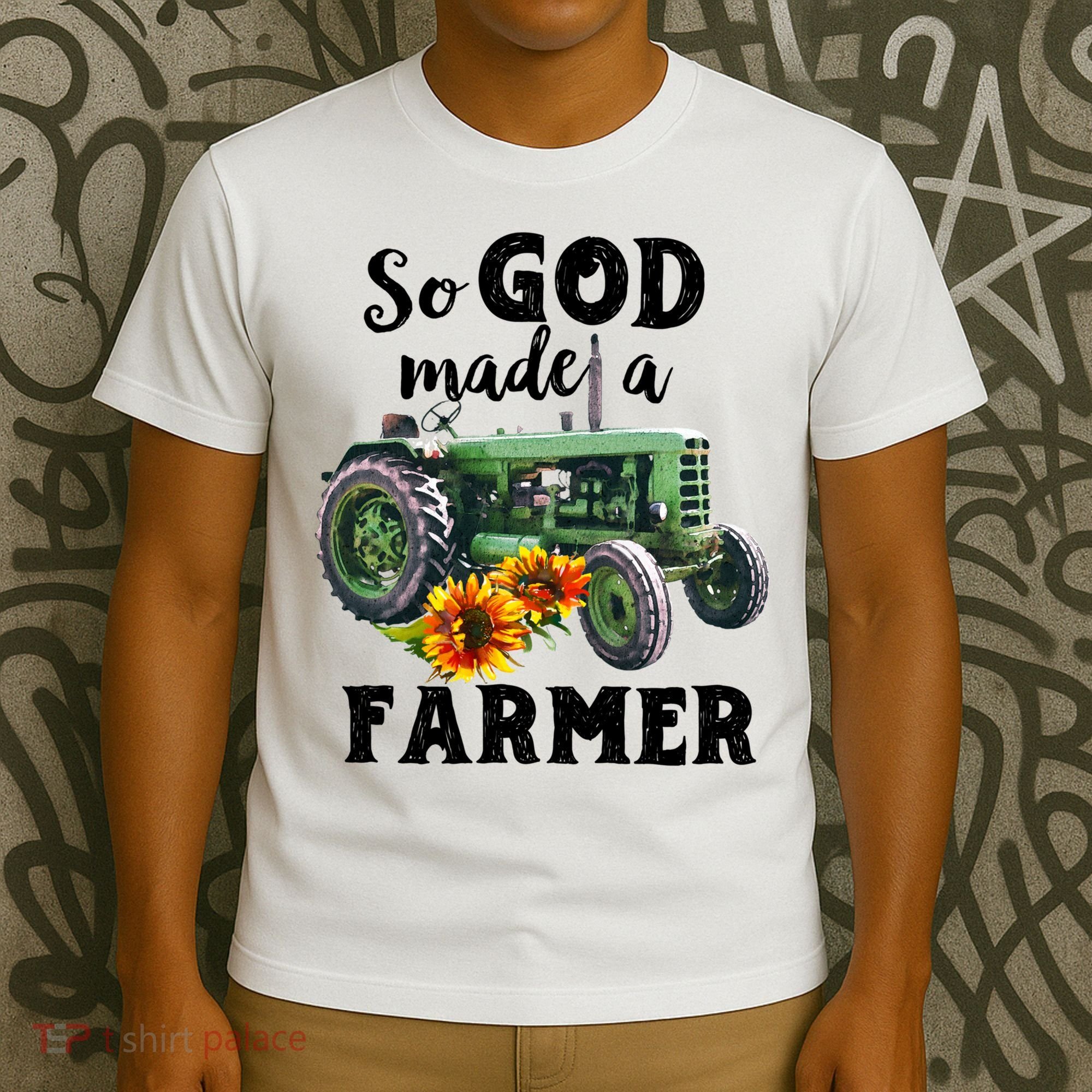 Vintage Retro Tractor God Made A Farmer Proud Farmer Farming Gift T-Shirt