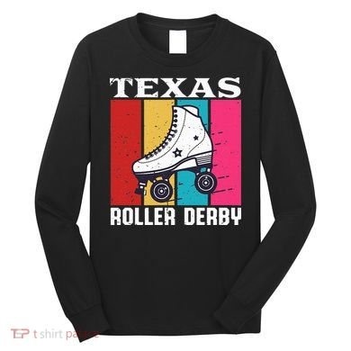 Vintage Retro Texas Roller Derby Women Roller Skating Long Sleeve Shirt