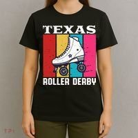 Vintage Retro Texas Roller Derby Women Roller Skating T-Shirt thumb 4