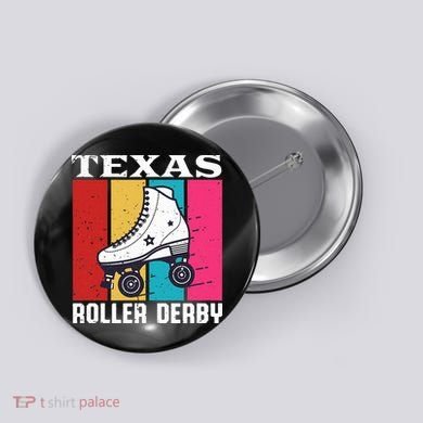 Vintage Retro Texas Roller Derby Women Roller Skating Button