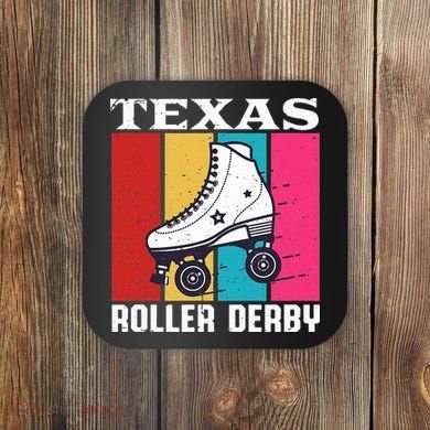 Vintage Retro Texas Roller Derby Women Roller Skating Coaster
