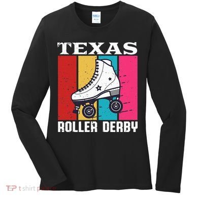 Vintage Retro Texas Roller Derby Women Roller Skating Women's Long Sleeve Shirt