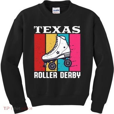 Vintage Retro Texas Roller Derby Women Roller Skating Kids Sweatshirt