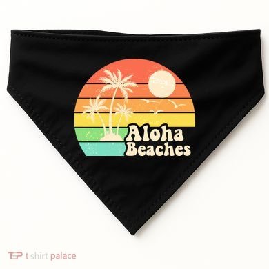Vintage Retro Tropical Aloha Beahes USA-Made Doggie Bandana
