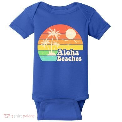 Vintage Retro Tropical Aloha Beahes Baby Bodysuit