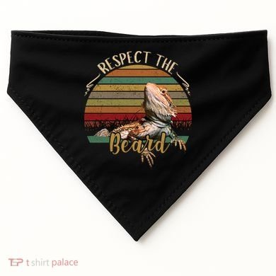 Vintage Respect The Beard Funny Bearded Dragon Lizard Gift USA-Made Doggie Bandana