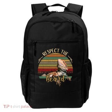 Vintage Respect The Beard Funny Bearded Dragon Lizard Gift Backpack