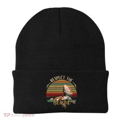 Vintage Respect The Beard Funny Bearded Dragon Lizard Gift Beanie