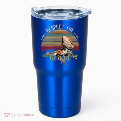 Vintage Respect The Beard Funny Bearded Dragon Lizard Gift Tumbler