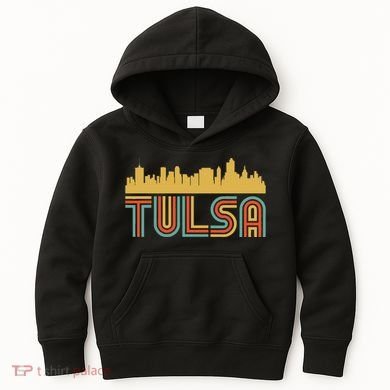Vintage Retro Tulsa Oklahoma Skyline Kids Hoodie
