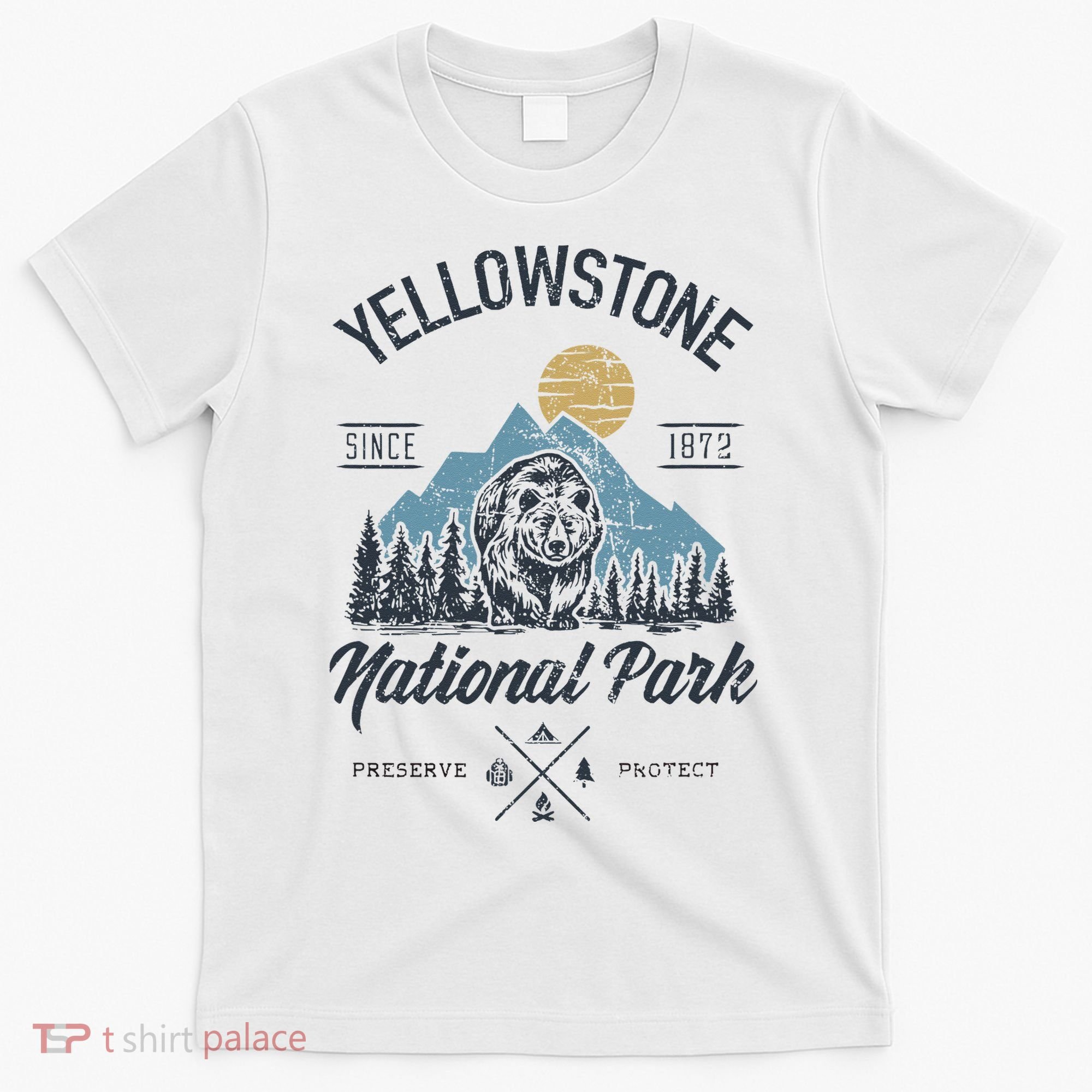 Vintage Retro Yellowstone National Park Hiking T-Shirt