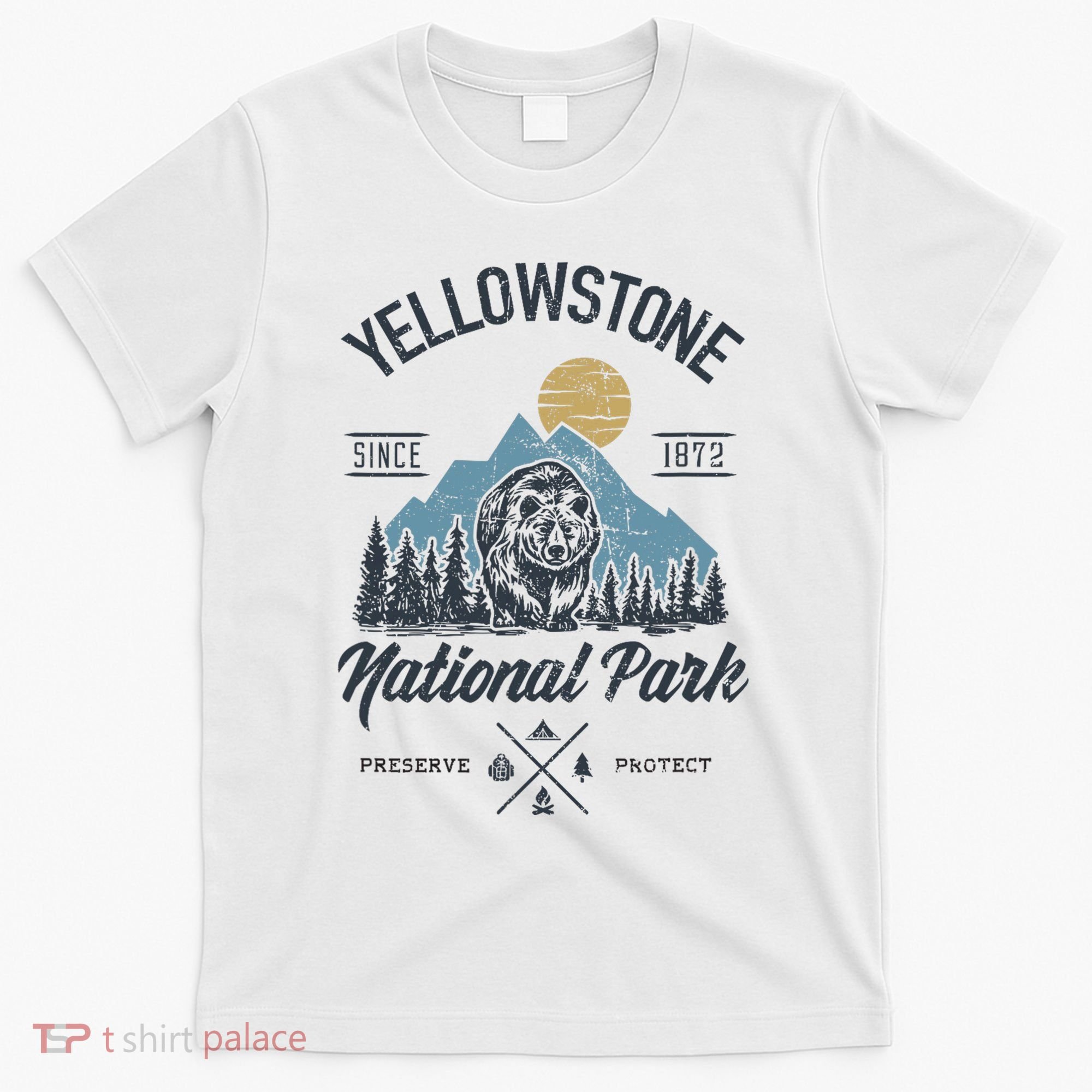 Vintage Retro Yellowstone National Park Hiking T-Shirt