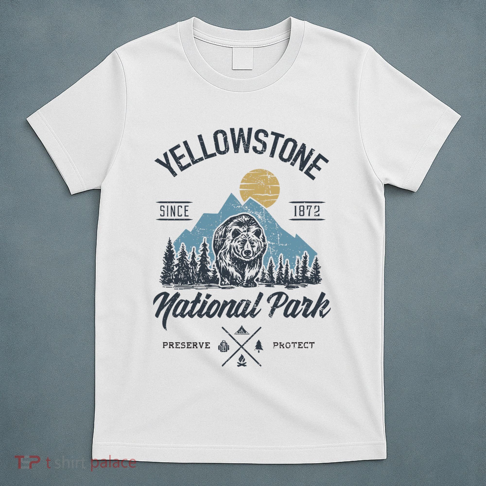 Vintage Retro Yellowstone National Park Hiking T-Shirt