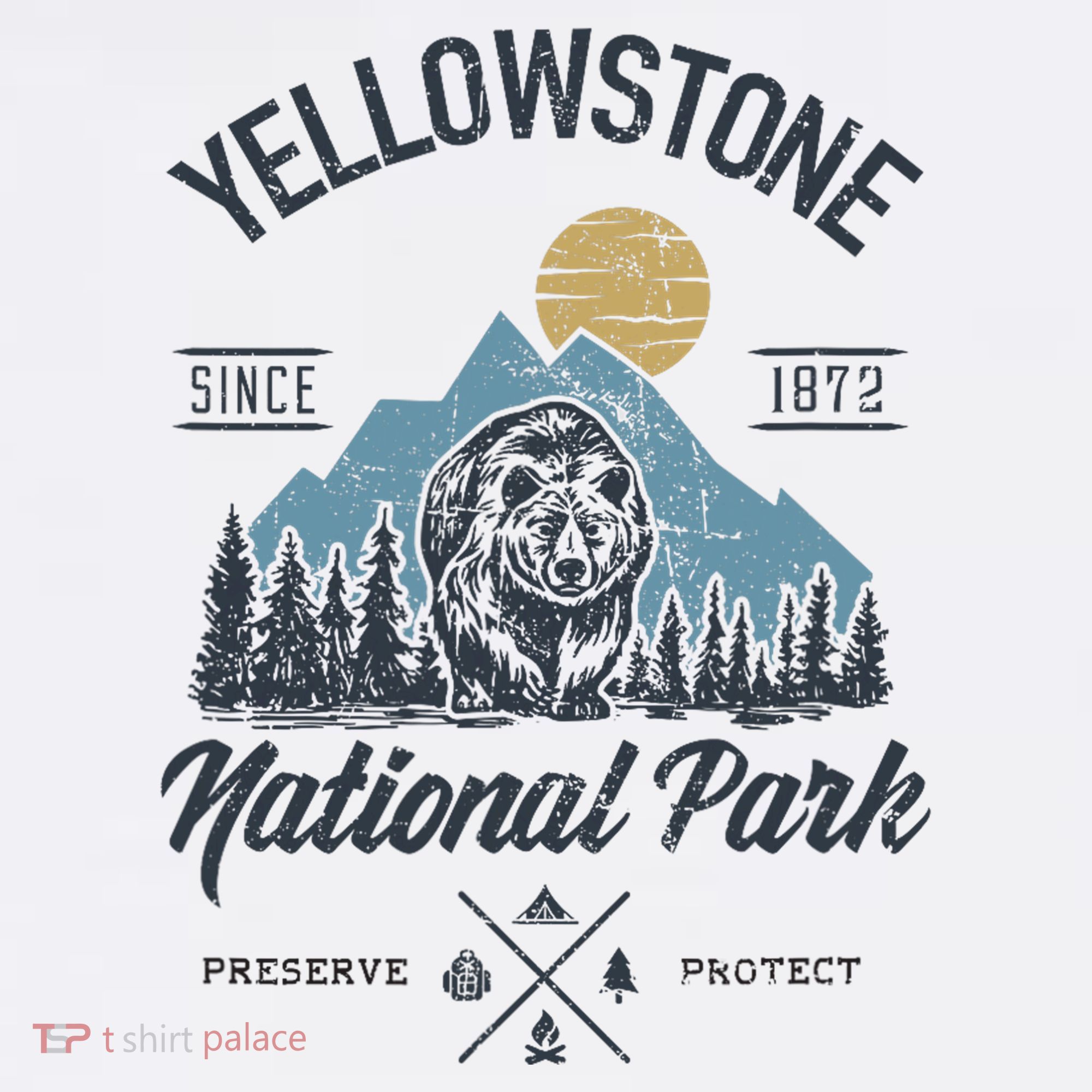 Vintage Retro Yellowstone National Park Hiking T-Shirt