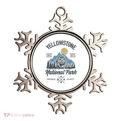 Vintage Retro Yellowstone National Park Hiking Ornament