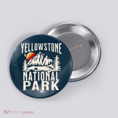 Vintage Retro Yellowstone National Park Button