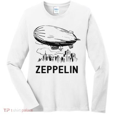 Vintage Retro Zeppelin Dirigible Airship Sketch Women's Long Sleeve Shirt