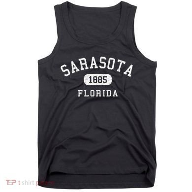 Vintage Sarasota 1885 Florida Varsity Arched Text Souvenir Tank Top