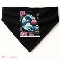 Vaporwave Synthwave 80's Japan Japanese Great Wave Tokyo 80s USA-Made Doggie Bandana thumb 0