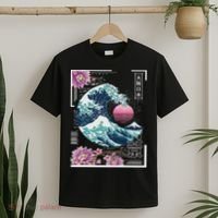 Vaporwave Synthwave 80's Japan Japanese Great Wave Tokyo 80s T-Shirt thumb 2
