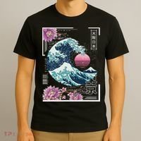 Vaporwave Synthwave 80's Japan Japanese Great Wave Tokyo 80s T-Shirt thumb 3