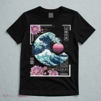 Vaporwave Synthwave 80's Japan Japanese Great Wave Tokyo 80s T-Shirt thumb 5