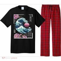 Vaporwave Synthwave 80's Japan Japanese Great Wave Tokyo 80s Pajama Set thumb 0