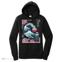 Vaporwave Synthwave 80's Japan Japanese Great Wave Tokyo 80s Women's Hoodie thumb 0