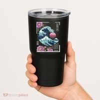 Vaporwave Synthwave 80's Japan Japanese Great Wave Tokyo 80s Tumbler thumb 2