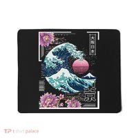 Vaporwave Synthwave 80's Japan Japanese Great Wave Tokyo 80s Mousepad thumb 0