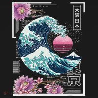 Vaporwave Synthwave 80's Japan Japanese Great Wave Tokyo 80s Baby Bodysuit thumb 2