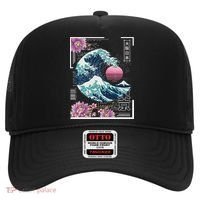 Vaporwave Synthwave 80's Japan Japanese Great Wave Tokyo 80s Hat thumb 0
