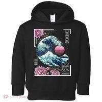 Vaporwave Synthwave 80's Japan Japanese Great Wave Tokyo 80s Toddler Hoodie thumb 0
