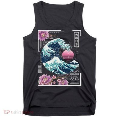 Vaporwave Synthwave 80's Japan Japanese Great Wave Tokyo 80s Tank Top