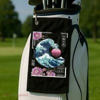 Vaporwave Synthwave 80's Japan Japanese Great Wave Tokyo 80s Golf Towel thumb 2