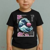 Vaporwave Synthwave 80's Japan Japanese Great Wave Tokyo 80s Toddler T-Shirt thumb 2