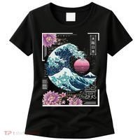Vaporwave Synthwave 80's Japan Japanese Great Wave Tokyo 80s Women's T-Shirt thumb 0