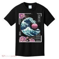 Vaporwave Synthwave 80's Japan Japanese Great Wave Tokyo 80s Kids T-Shirt thumb 0