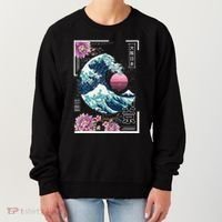 Vaporwave Synthwave 80's Japan Japanese Great Wave Tokyo 80s Women's Sweatshirt thumb 0