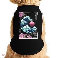 Vaporwave Synthwave 80's Japan Japanese Great Wave Tokyo 80s Doggie Tank thumb 0